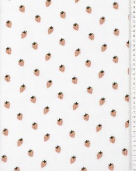 Strawberry Printed Double Gauze White - Tissushop