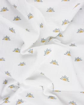 Sunrise Printed Double Gauze White - Tissushop