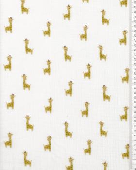 Giraffe Printed Double Gauze White - Tissushop