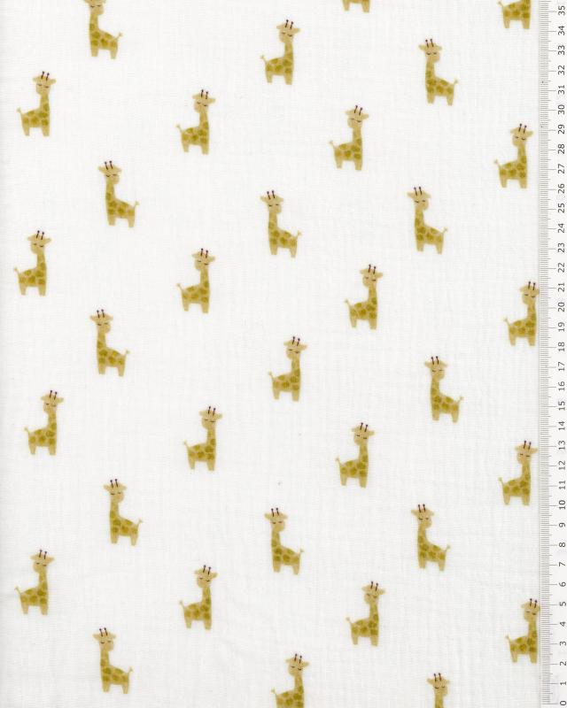 Double Gaze imprimée girafe Blanc - Tissushop