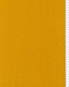 Small Flowers embroidered Double Gauze Mustard - Tissushop