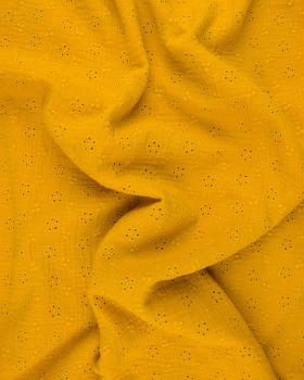 Small Flowers embroidered Double Gauze Mustard - Tissushop