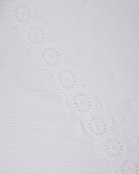 Dandelion Embroidered Double Gauze White - Tissushop