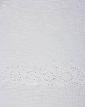 Dandelion Embroidered Double Gauze White - Tissushop