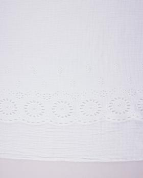 Dandelion Embroidered Double Gauze White - Tissushop