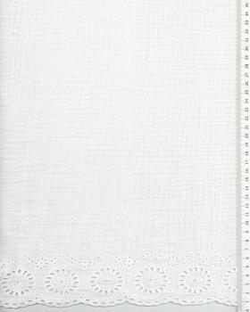 Dandelion Embroidered Double Gauze White - Tissushop