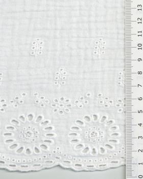 Dandelion Embroidered Double Gauze White - Tissushop