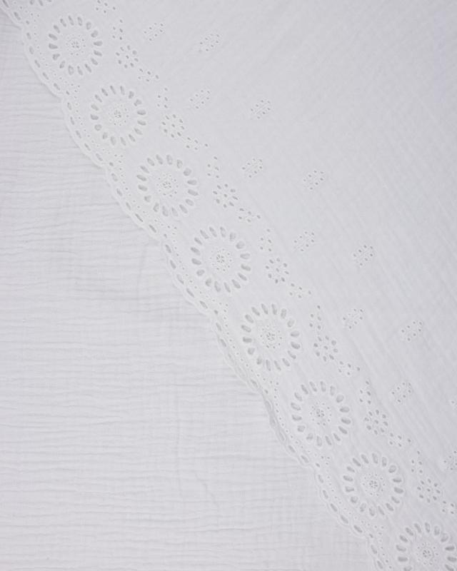 Dandelion Embroidered Double Gauze White - Tissushop