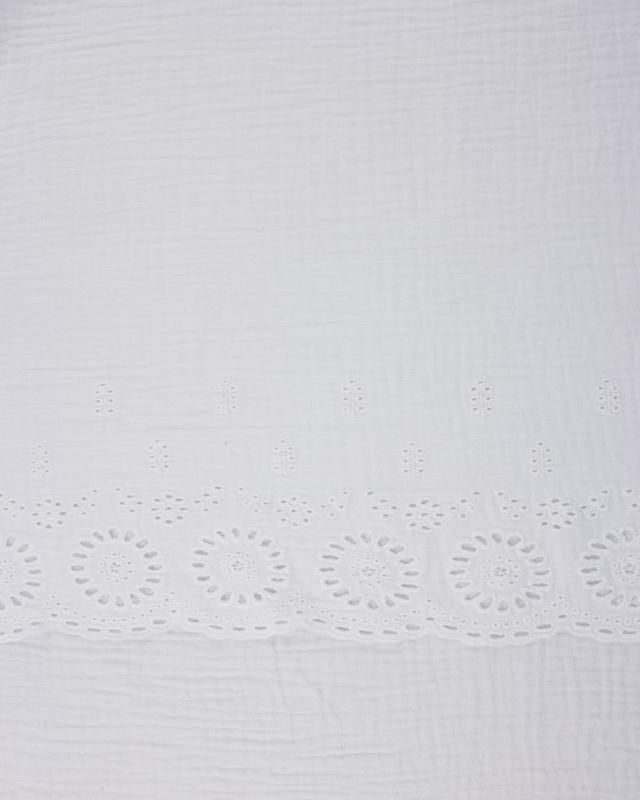 Dandelion Embroidered Double Gauze White - Tissushop