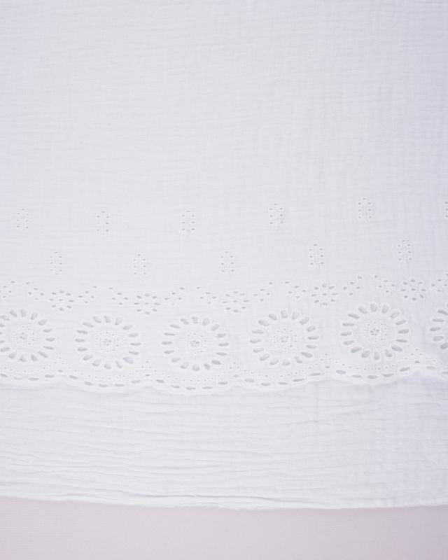 Dandelion Embroidered Double Gauze White - Tissushop