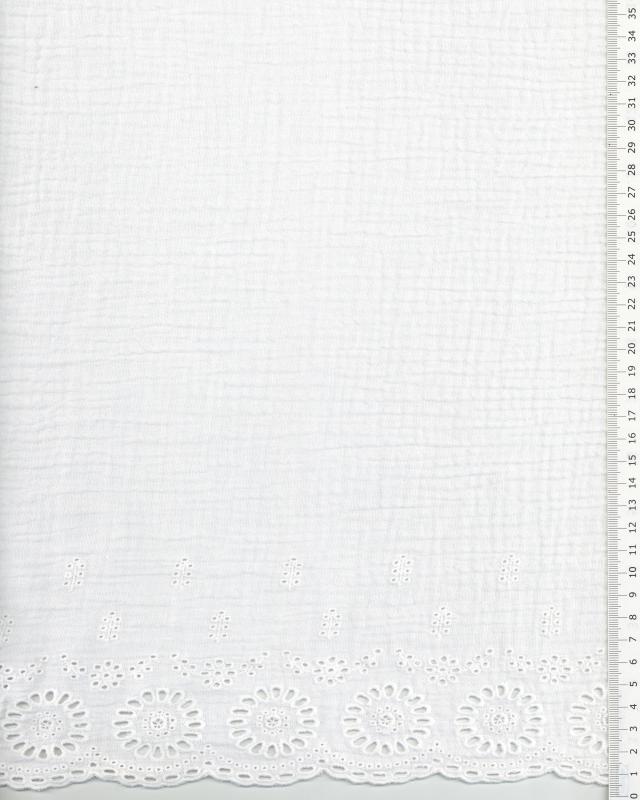 Dandelion Embroidered Double Gauze White - Tissushop