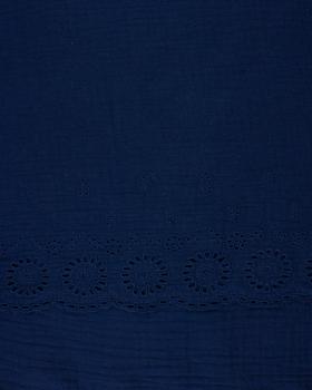 Dandelion Embroidered Double Gauze Navy Blue - Tissushop