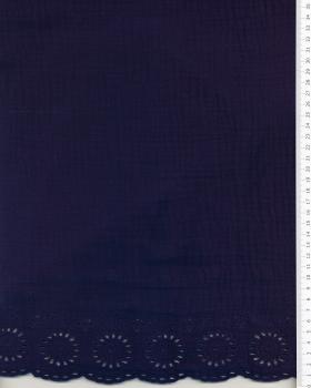 Dandelion Embroidered Double Gauze Navy Blue - Tissushop