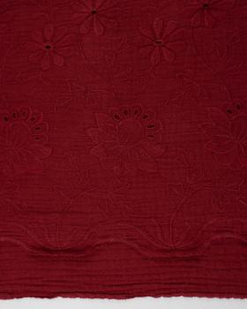 Embroidered Double Gauze Bordeaux - Tissushop