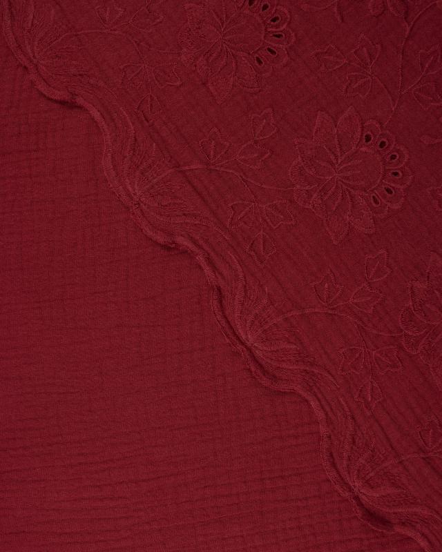 Embroidered Double Gauze Bordeaux - Tissushop