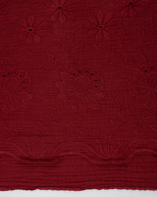 Embroidered Double Gauze Bordeaux - Tissushop