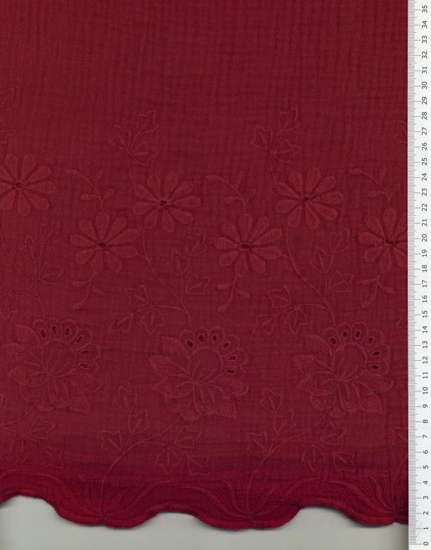 Embroidered Double Gauze Bordeaux - Tissushop