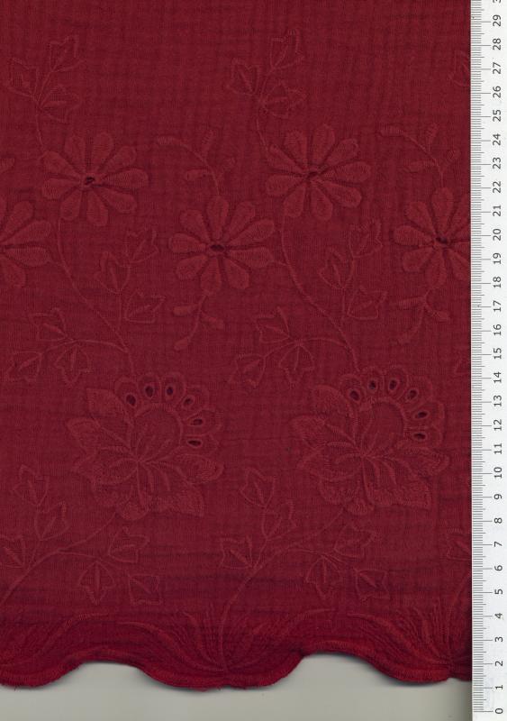 Embroidered Double Gauze Bordeaux - Tissushop