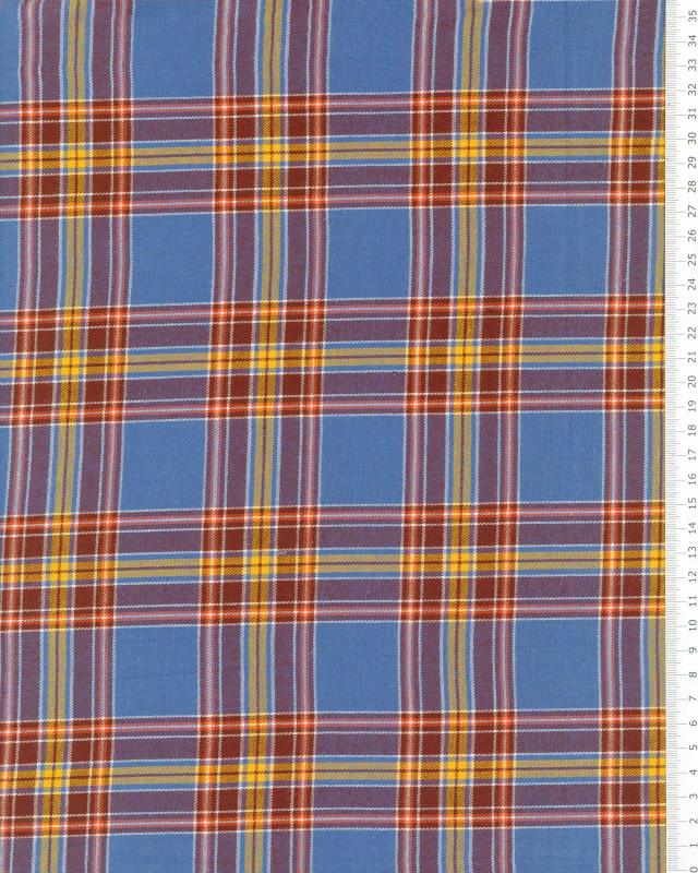 Tissu Sergé Madras Bleu - Tissushop