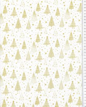 Christmas tree cotton poplin White - Tissushop