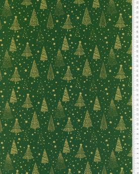 Christmas tree cotton poplin Green - Tissushop