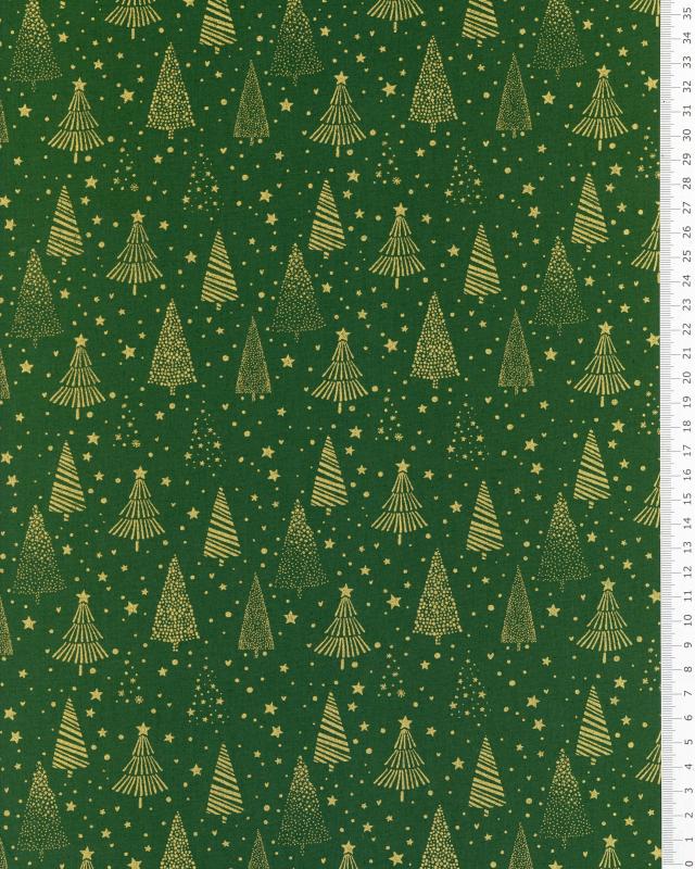 Christmas tree cotton poplin Green - Tissushop