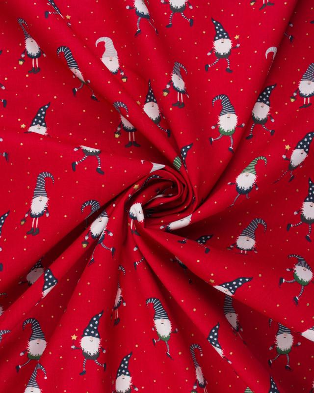 Christmas elf cotton poplin Red - Tissushop