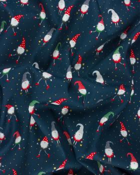 Christmas elf cotton poplin Navy Blue - Tissushop