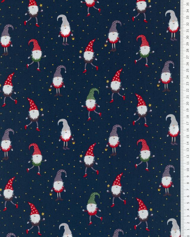 Christmas elf cotton poplin Navy Blue - Tissushop