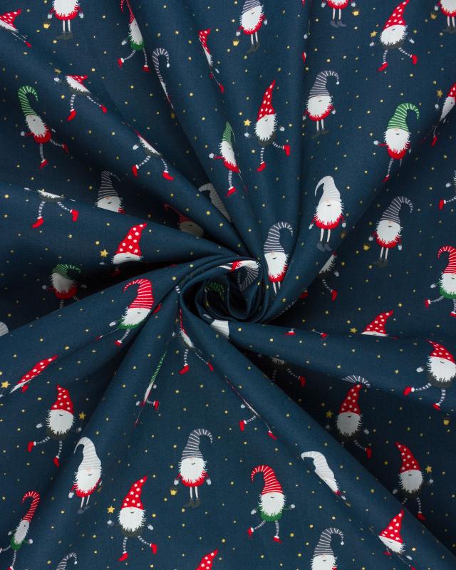 Christmas elf cotton poplin Navy Blue - Tissushop