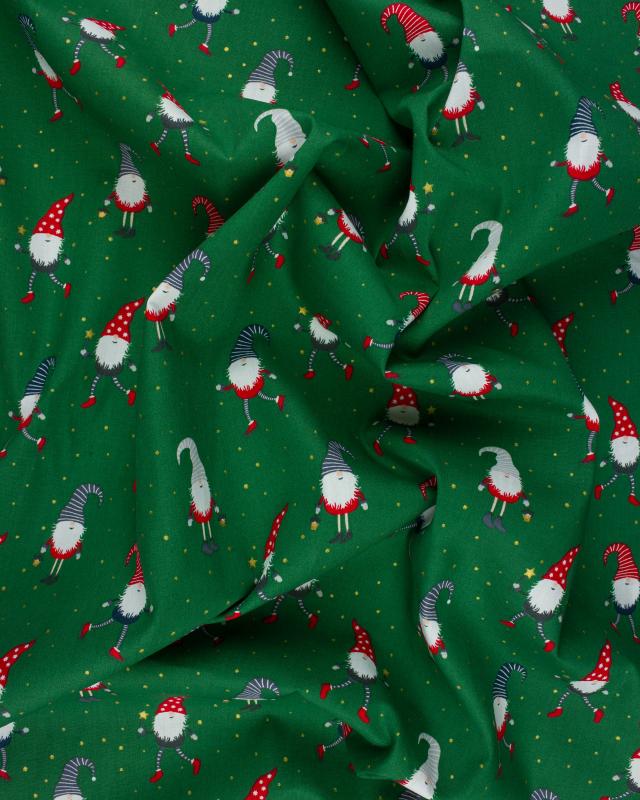 Christmas elf cotton poplin Green - Tissushop