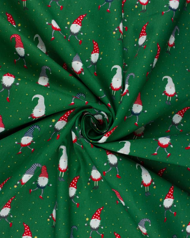 Christmas elf cotton poplin Green - Tissushop