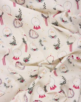 Christmas wreath cotton poplin Ivory - Tissushop