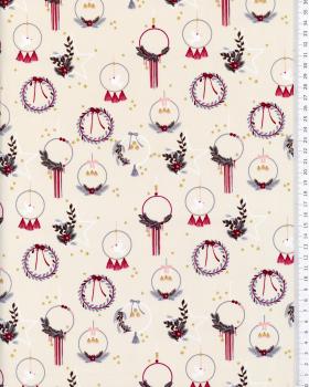 Christmas wreath cotton poplin Ivory - Tissushop