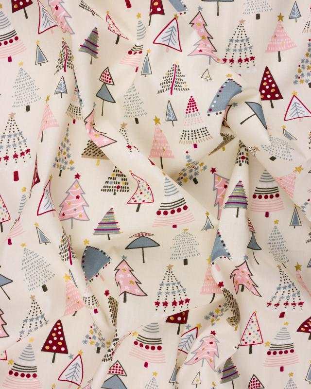 Christmas tree cotton poplin Colorful Ivory - Tissushop