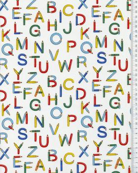 Alphabet Cotton Poplin White - Tissushop