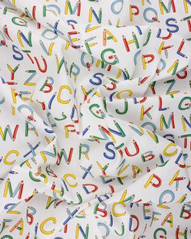 Alphabet Cotton Poplin White - Tissushop