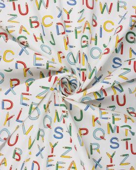 Popeline de coton Alphabet Blanc - Tissushop