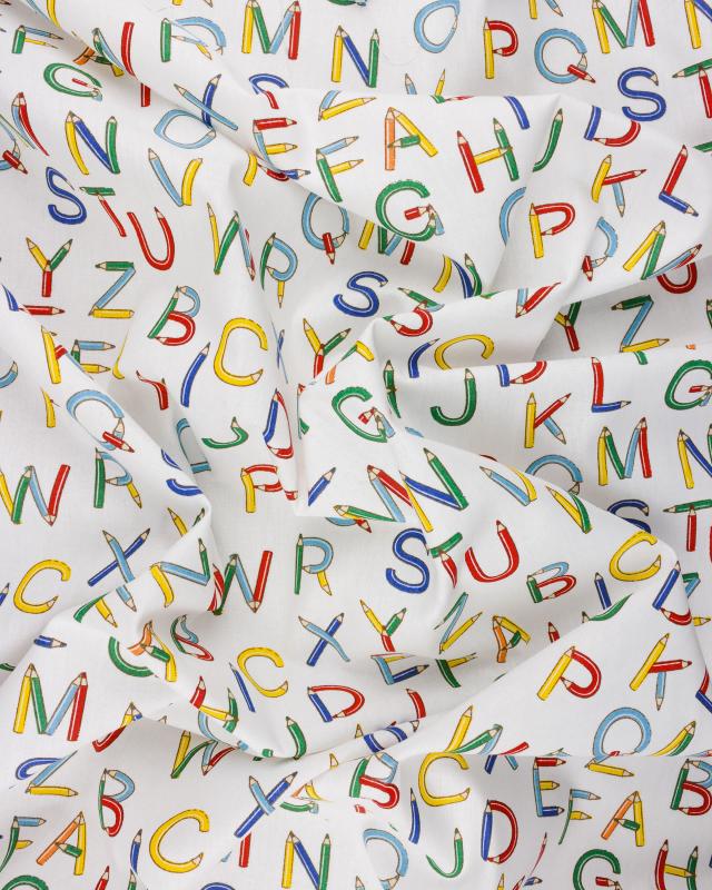 Alphabet Cotton Poplin White - Tissushop