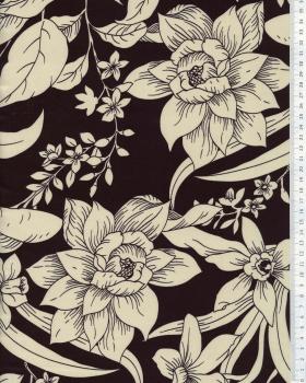 Floral printed satin Black - Tissushop