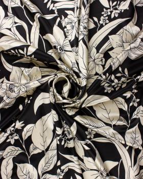 Floral printed satin Black - Tissushop