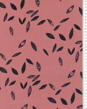 Canvas little black leaves Pink - Tissushop