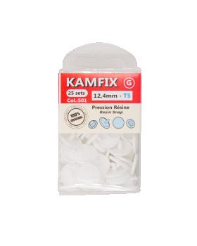 KAM T5 Resin Snap Fasteners - 12.4mm Round Blanc - Tissushop
