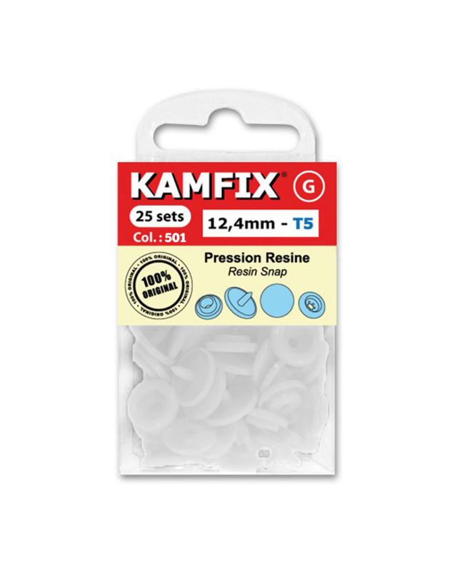 Boutons-Pression KAM Résine T5 - 12.4mm Rond Blanc - Tissushop