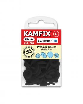 KAM T5 Resin Snap Fasteners - 12.4mm Round Black - Tissushop