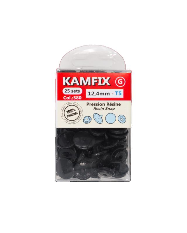 KAM T5 Resin Snap Fasteners - 12.4mm Round Black - Tissushop