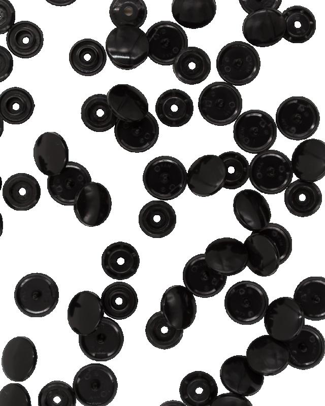 KAM T5 Resin Snap Fasteners - 12.4mm Round Black - Tissushop