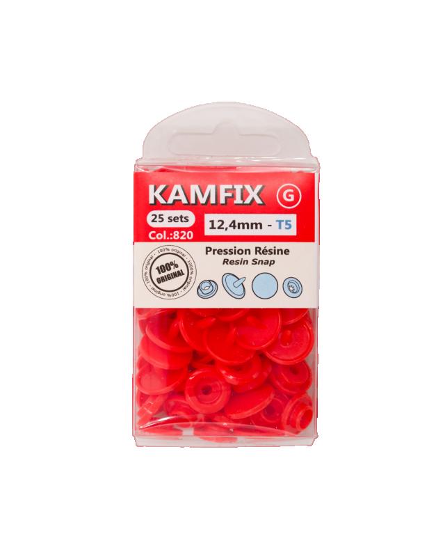 Boutons-Pression KAM Résine T5 - 12.4mm Rond Rouge - Tissushop