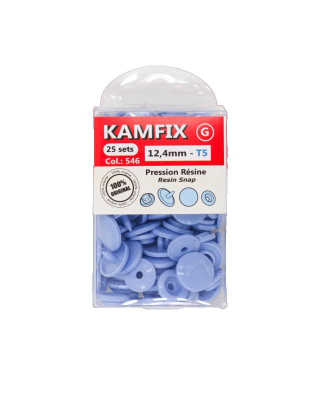 KAM T5 Resin Snap Fasteners - 12.4mm Round Light Blue - Tissushop