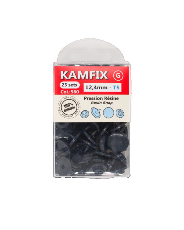 Boutons-Pression KAM Résine T5 - 12.4mm Rond Bleu Marine - Tissushop